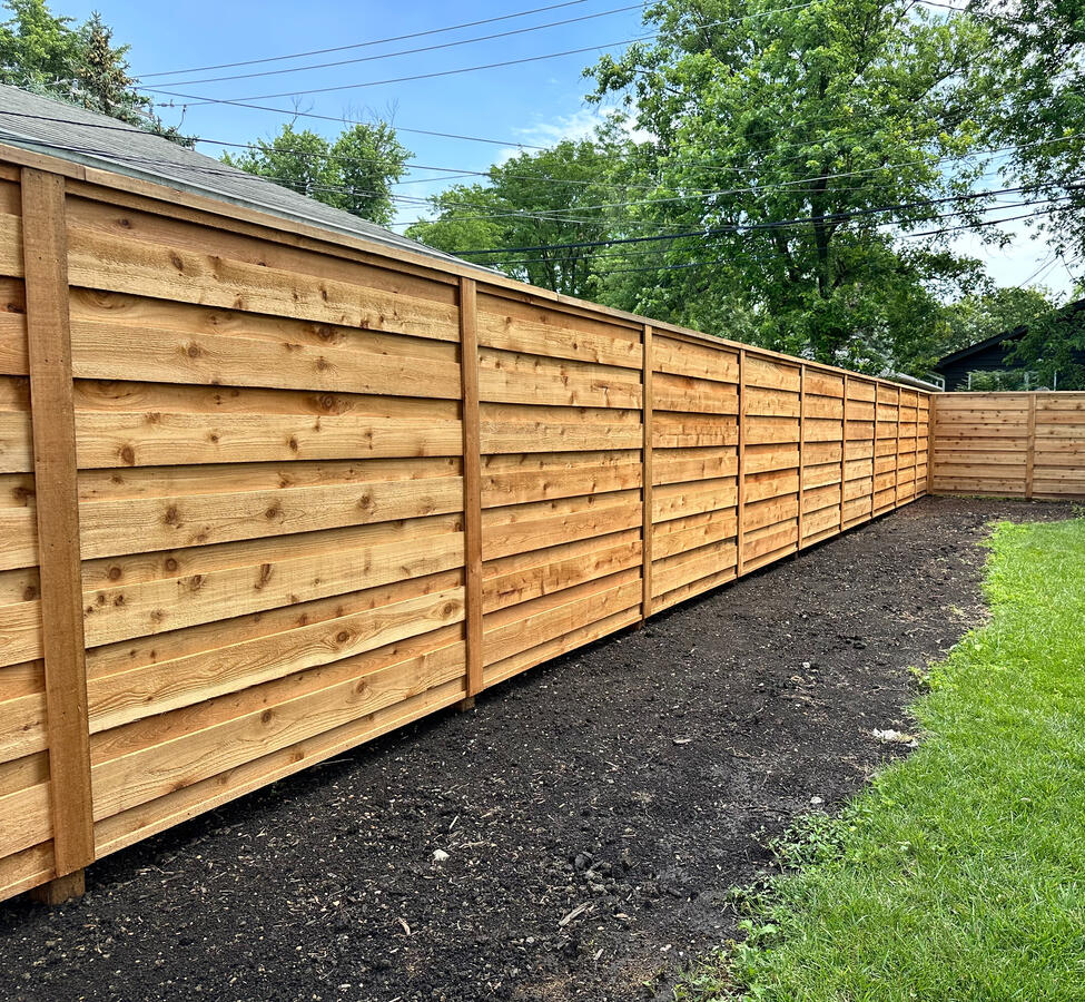 Cedar Horizontal Board on Board Fence cedar fence company Illinois